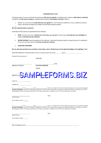Memorandum of Lease Agreement pdf free